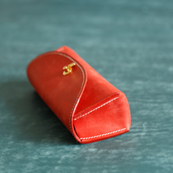 真皮手工製作筆盒、鉛筆盒、禮物、三角形、全手工縫製 第10張的照片