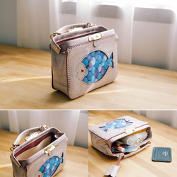 【深海魚】大人気！がま口バッグ 本革手作りのレザーショルダーバッグ 総手縫い　手持ち 肩掛け 2WAY 鞄　大 8枚目の画像