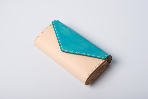 【一点物】薄くて小さい長財布　| ハンドメイド 手染め 手縫い 小さめ長財布 手染め・手縫い ぺったんこ薄マチLファスナー