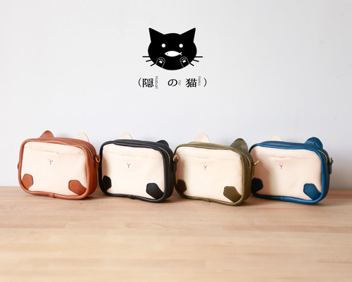 ハンドメイド　本革スクエアバッグ　猫型　オーダー専用 ハンドメイド 本革スクエアバッグ 猫型 オーダー専用
