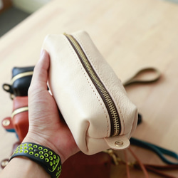 【柔らかいヌメ革】本革手作りペンケース ファスナー筆箱 プレゼント 化粧ポーチ 5枚目の画像