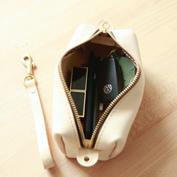 【柔らかいヌメ革】本革手作りペンケース ファスナー筆箱 プレゼント 化粧ポーチ 8枚目の画像