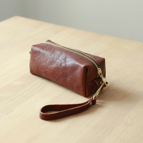 柔らかいヌメ革】本革手作りペンケース ファスナー筆箱 プレゼント