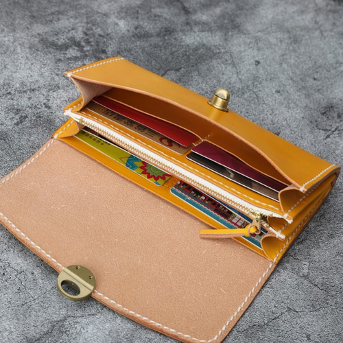 【一点物】薄くて小さい長財布　| ハンドメイド 手染め 手縫い 一点物】薄くて小さい長財布 | ハンドメイド 手染め 手縫い 一点物】薄くて