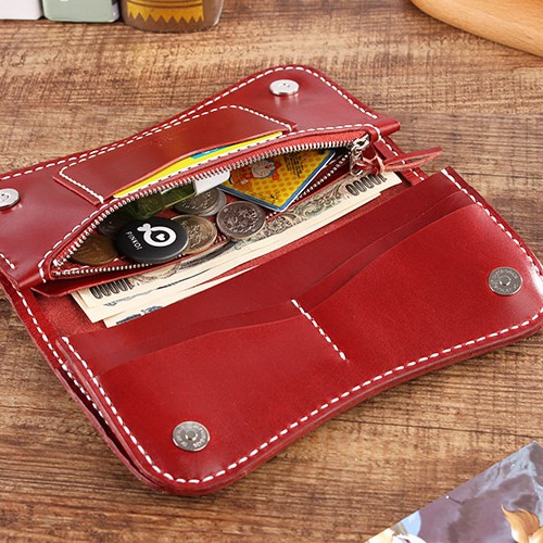 切線派】牛革二つ折り手作り手縫い長財布005004 長財布 TANGENT LINEAR  