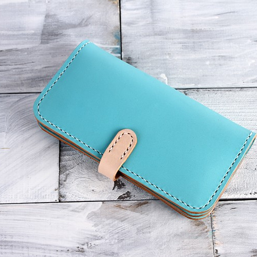 切線派】牛革二つ折り手作り手縫い写真いれ長財布(012005) 長財布  