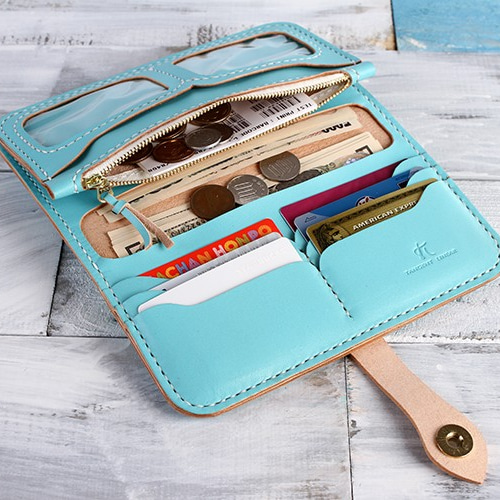 切線派】牛革二つ折り手作り手縫い写真いれ長財布(012005) 長財布  