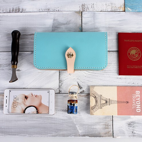 切線派】牛革二つ折り手作り手縫い写真いれ長財布(012005) 長財布  