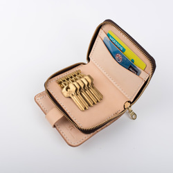 【切線派】★バージョンアップ★ 牛革手作り二つ折りファスナー収納財布レザーキーケース 5枚目の画像