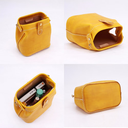 【切線派】がま口バッグ 本革バッグ手作りのレザーショルダーバッグレディース レザールバッグ 手染め / 総手縫い　小型 4枚目の画像