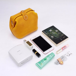 【切線派】がま口バッグ 本革バッグ手作りのレザーショルダーバッグレディース レザールバッグ 手染め / 総手縫い　小型 5枚目の画像