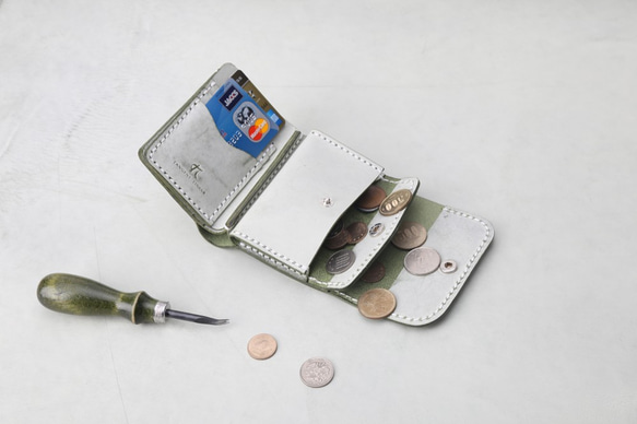 【切線派】新作 牛革手作り小型収納財布 6枚目の画像