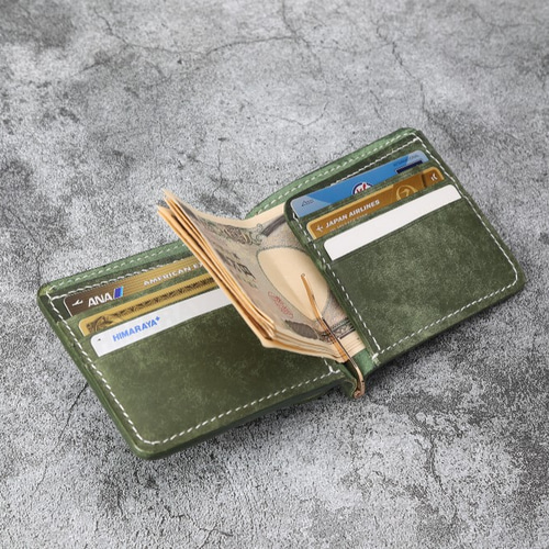 新作 マネークリップ ミニマルな財布 多機能 二つ折りウォレット