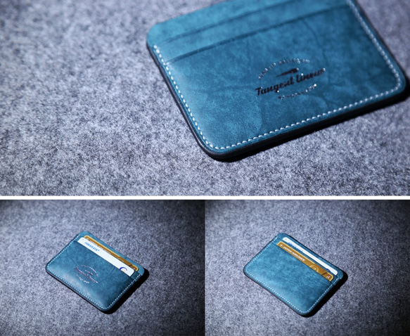 「10周年記念・Creema限定作品」手作り天然革小型カードケース超薄小財布ミニカード入れ 証明書入れ 3枚目の画像