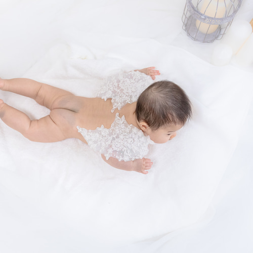 刺繍レースbig]天使の羽 ハーフバースデー ベビーシール 雑貨・その他