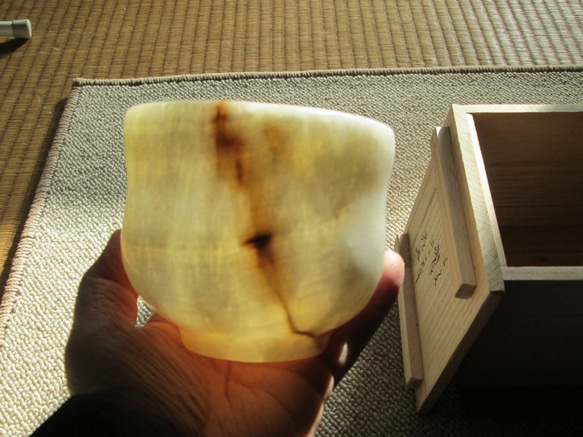 石の器　月光　天然石オニックス　抹茶茶碗　 3枚目の画像