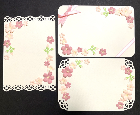 桜のメッセージカード（ハガキサイズ）3枚セット 2枚目の画像