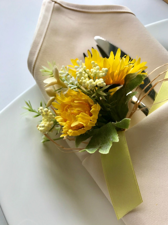 【送料無料】初夏のおうちナプキン・yellowflower (2枚セット） 2枚目の画像