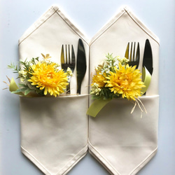 【送料無料】初夏のおうちナプキン・yellowflower (2枚セット） 4枚目の画像
