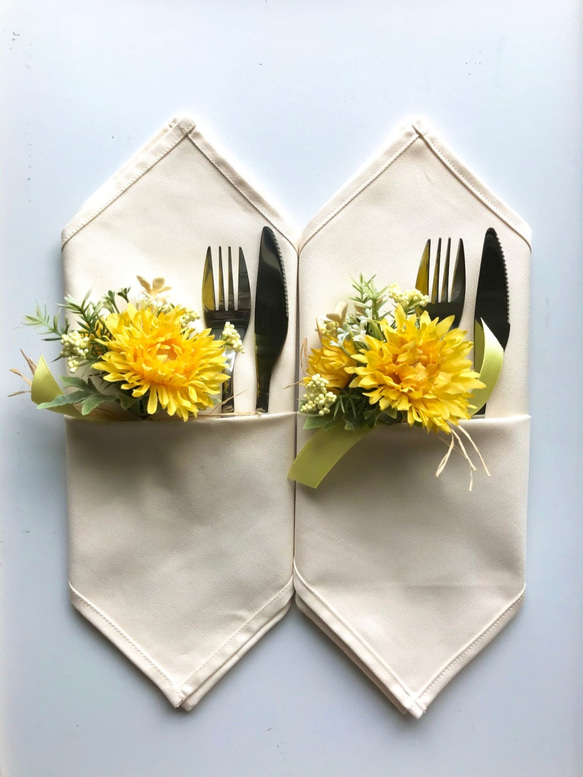 【送料無料】初夏のおうちナプキン・yellowflower (2枚セット） 4枚目の画像