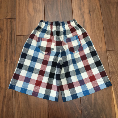 キッズ ハンドメイド ギンガムチェックハーフパンツ 子供服 Azuuuuuki 