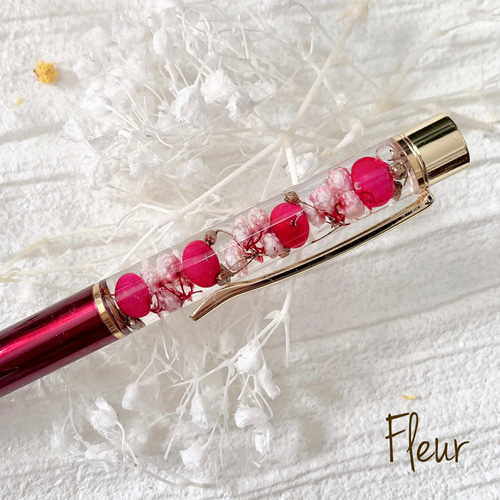 ハーバリウムボールペン 品のあるワインレッド プレゼントにも大人気