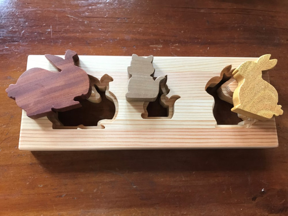 ご出産祝い、プレゼントに☆《《ハーフサイズ》木製ハンドメイドパズル 3枚目の画像