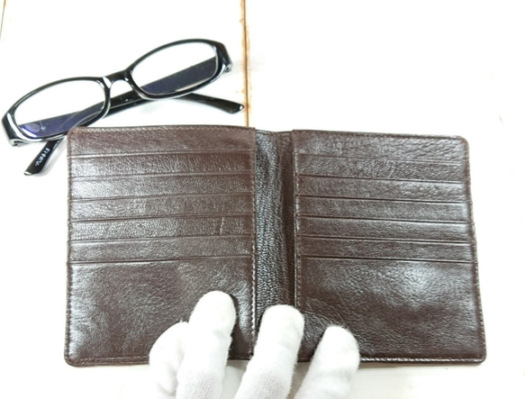 １点物　クロコダイル　茶色　クロコ　二つ折り　財布　【送料無料】 7枚目の画像