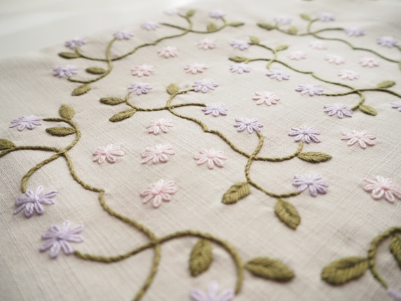 薄紫小花の刺繍フラットバッグ 3枚目の画像