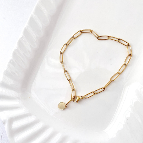 ゴールドチェーンブレスレット オーバルカット 再販::サージカルステンレス オーバルチェーン◯ブレスレット[ゴールド