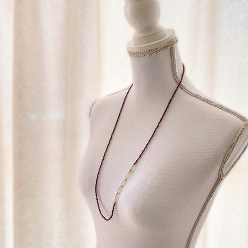 天然石ガーネット＊ロング ネックレス/80cm ネックレス