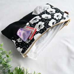 ﾎﾟｹｯﾄﾃｨｯｼｭ入れ付き❤︎ぺたんこﾌｧｽﾅｰﾎﾟｰﾁ［leaf柄］【7】ﾚﾝｶﾞ色/ﾏｽｸﾎﾟｰﾁ/通帳ｹｰｽ 4枚目の画像