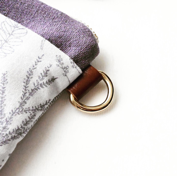 ﾎﾟｹｯﾄﾃｨｯｼｭ入れ付き❤︎ぺたんこﾌｧｽﾅｰﾎﾟｰﾁ［leaf柄］【7】ﾚﾝｶﾞ色/ﾏｽｸﾎﾟｰﾁ/通帳ｹｰｽ 6枚目の画像