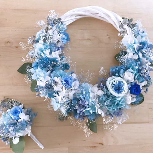 【全商品オープニング価格 特別価格】 カラーオーダーリースブーケ／紫陽花＆バラ alizée ブーケ ブーケ・ブートニア