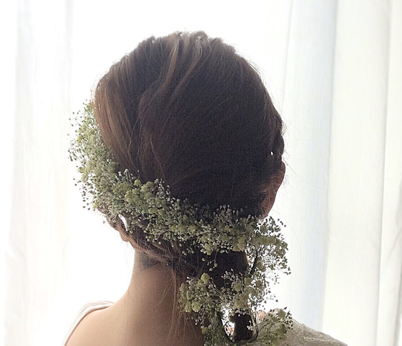 花冠・ナチュラルグリーンかすみ草 新娘頭飾 alizée アリゼ 的作品