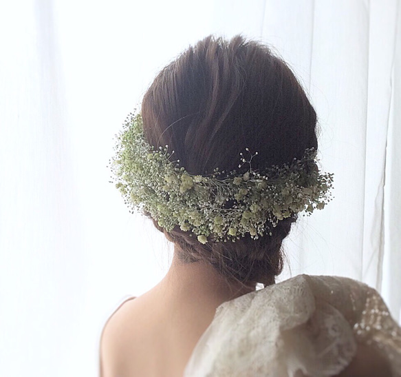 花冠・ナチュラルグリーンかすみ草 新娘頭飾 alizée アリゼ 的作品