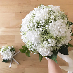 カラーオーダー／かすみ草と紫陽花のブーケ•プリザーブド