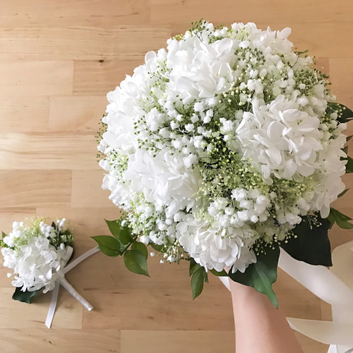 カラーオーダー/かすみ草と紫陽花のブーケ•プリザーブド カラーオーダー/かすみ草と紫陽花のブーケ•プリザーブド