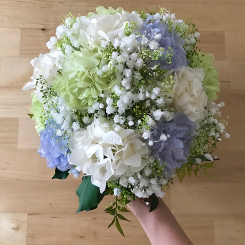 カラーオーダー/かすみ草と紫陽花のブーケ•プリザーブド カラーオーダー/かすみ草と紫陽花のブーケ•プリザーブド