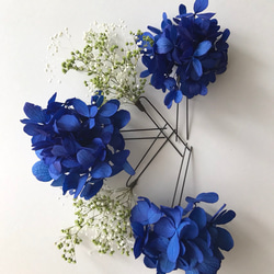 ディープカラー花ピン５本セット/紺 3枚目の画像