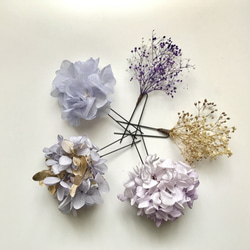 ◎紫＆金 着物に合わせる花ピンセット（5本） 3枚目の画像