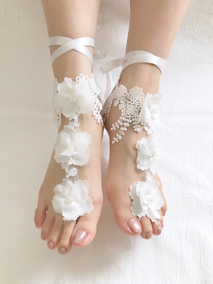 フラワー ベアフットサンダル