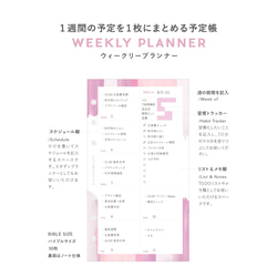 【再入荷】ウィークリー / バイブル / 水彩ピンク / システム手帳リフィル 4枚目の画像