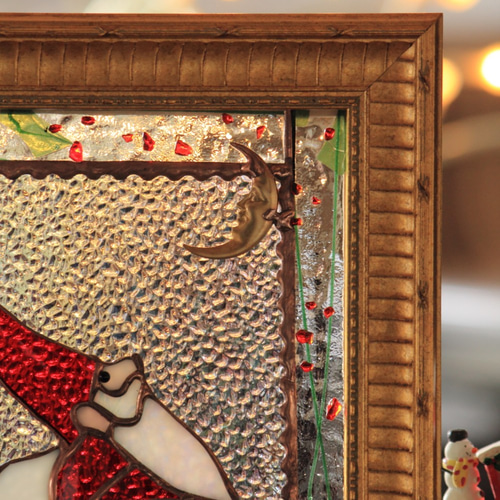 ステンドグラス 月とサンタクロース c【受注作品】 その他インテリア