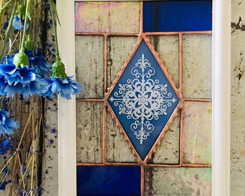 ステンドグラス ダマスク柄 little blue その他インテリア雑貨