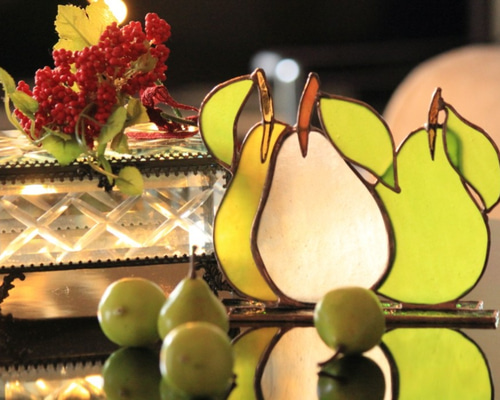 ステンドグラス ラフランス オブジェ Triple その他インテリア雑貨