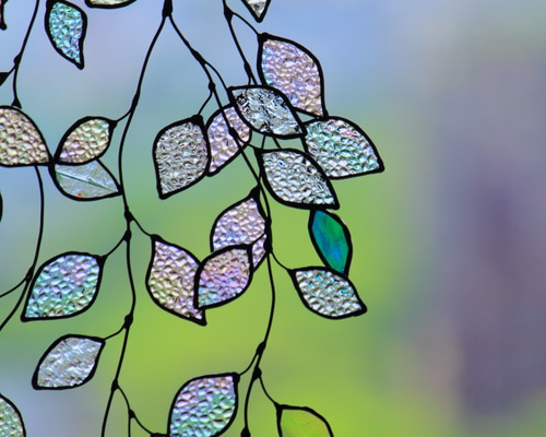 受注制作】ステンドグラス glass Leaves ガーランド Stainedglass