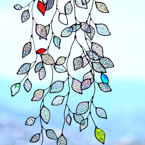 ステンドグラス　Glass　Leaves 受注制作】ステンドグラス glass Leaves ガーランド