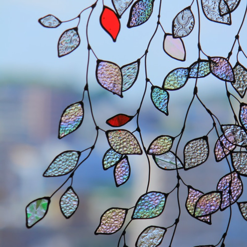 ステンドグラス　Glass　Leaves 受注制作】ステンドグラス glass Leaves ガーランド Stainedglass
