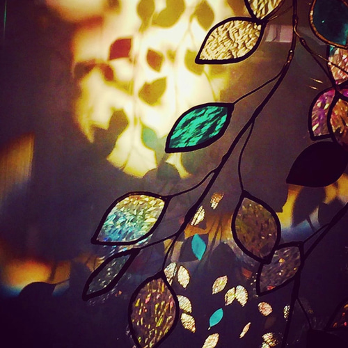 ステンドグラス　Glass　Leaves 受注制作】ステンドグラス glass Leaves ガーランド